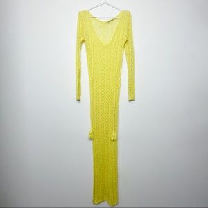 Yellow Knit Maxi Dress with Slit
